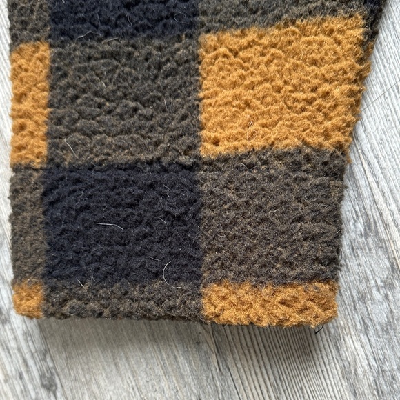 Lee Womens Button Front Sherpa Fleece Jacket Black Orange Plaid Size L - Picture 7 of 8